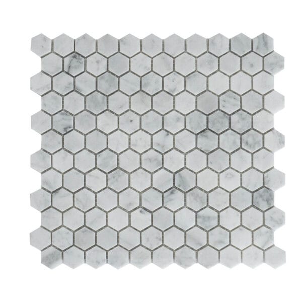 Carrara White 1 Inch Hexagonal Marble Mosaic