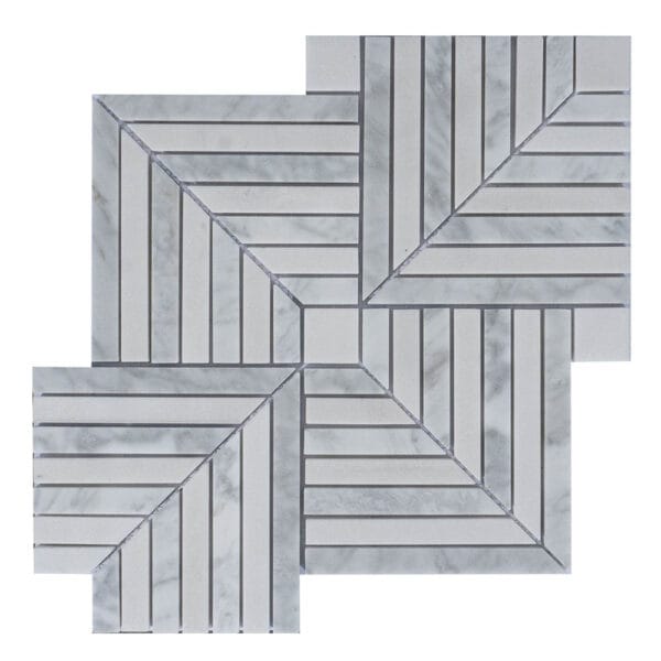 Indian Greeen & Carrara White Stunning Chevron Marble Mosaic