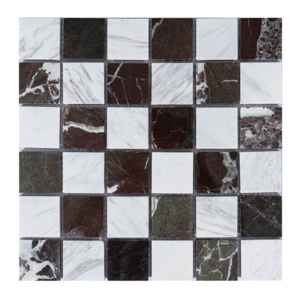 Carrara White & Cloud Grey Chessboard Marble Mosaic - Image 2
