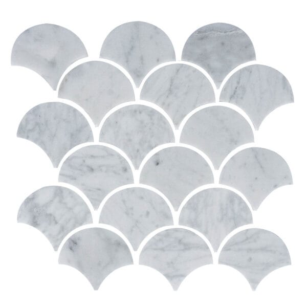 Carara White Scale Shape Marble Mosaic