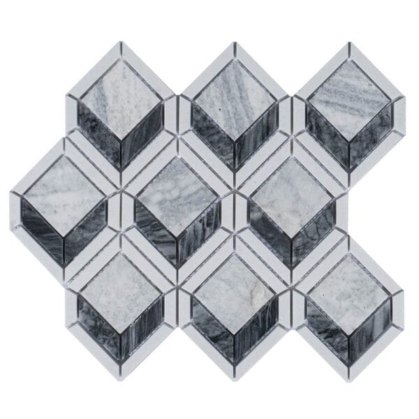 Carara White & Thassos & Cloud Grey Geometric Marble Mosaic