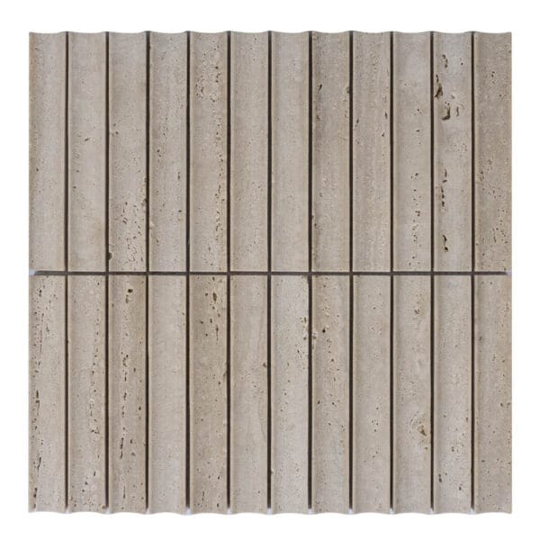 3D Travertine Concave Fluted Mosaic Tile