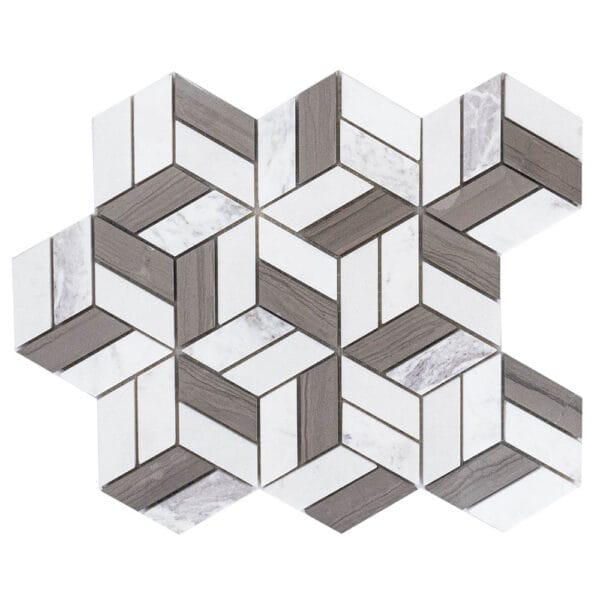Volaka & Wooden Grain Hexagonal Marble Mosaic