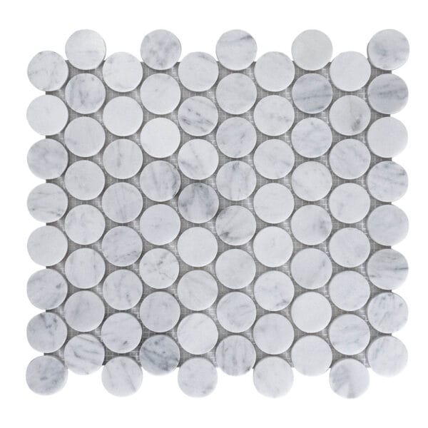 Bianco Carrara White 30mm Penny Marble Mosaic