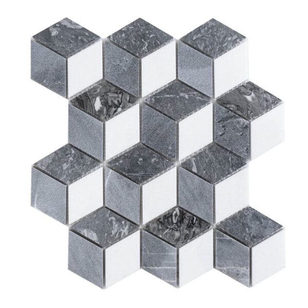 Sea Wave Grey & Carrara Grey & Thassos Hexaognal Marble Mosaic