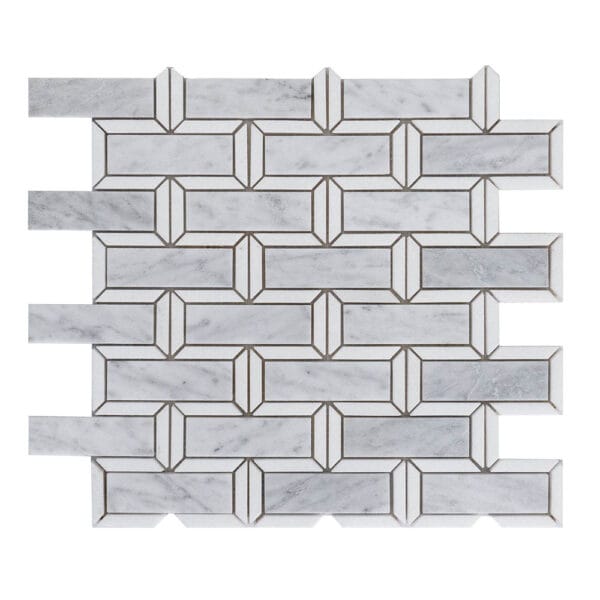 Carrara White & Thassos Subway Marble Mosaic Tile