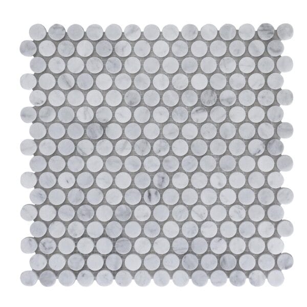 Carrara White 20mm Penny Marble Mosaic