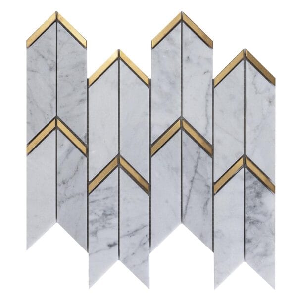 Carrara White & Brass Avana Marble Mosaic