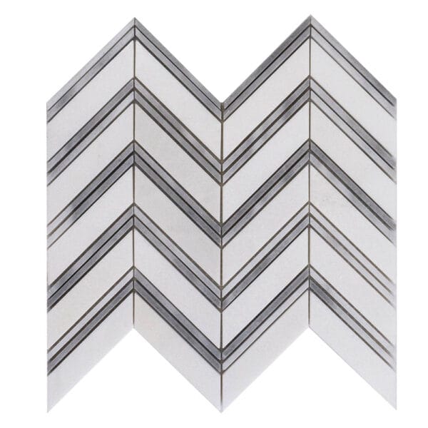 Marmara White Herringbone Marble Mosaic Tile - Image 2