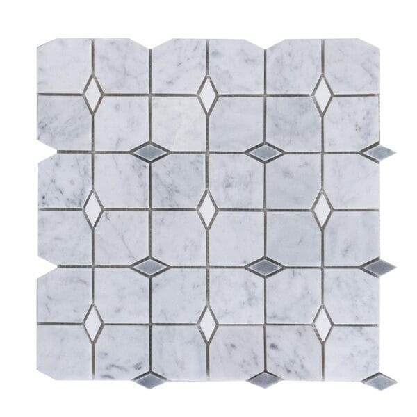 Carrara White & Thassos Hexagonal with Chevron Marble Mosaic Tile