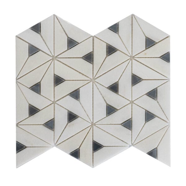 Thassos & Bardiglio Triangle Marble Mosaic Tile