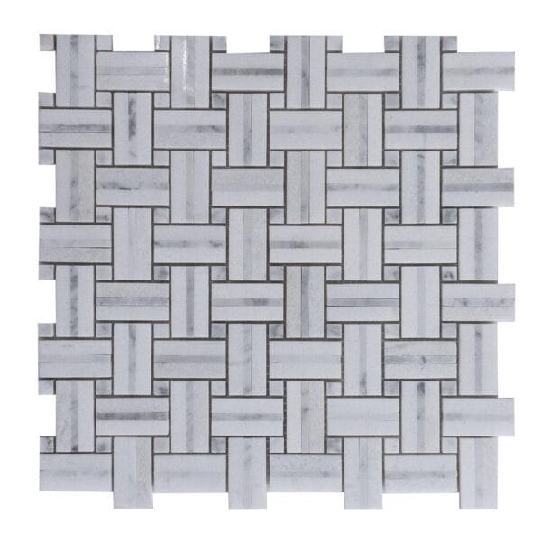 Carrara White & Thassos Basket Marble Mosaic Tile