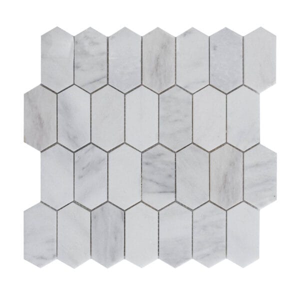 Carrara White Long Hexagonal Marble Mosaic Tile