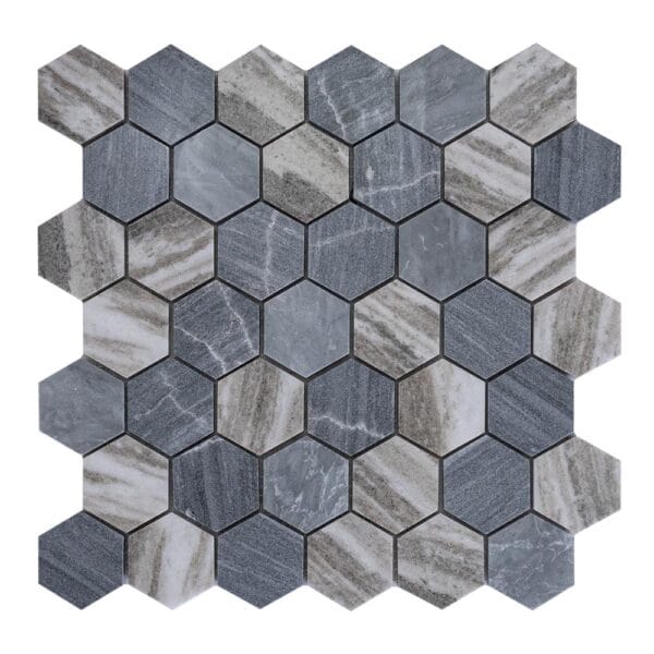 Palissandro Blue & Palissandro White Hexagonal Marble Mosaic Tile