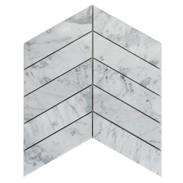 Carrara White Big Herringbone Marble Mosaic Tile