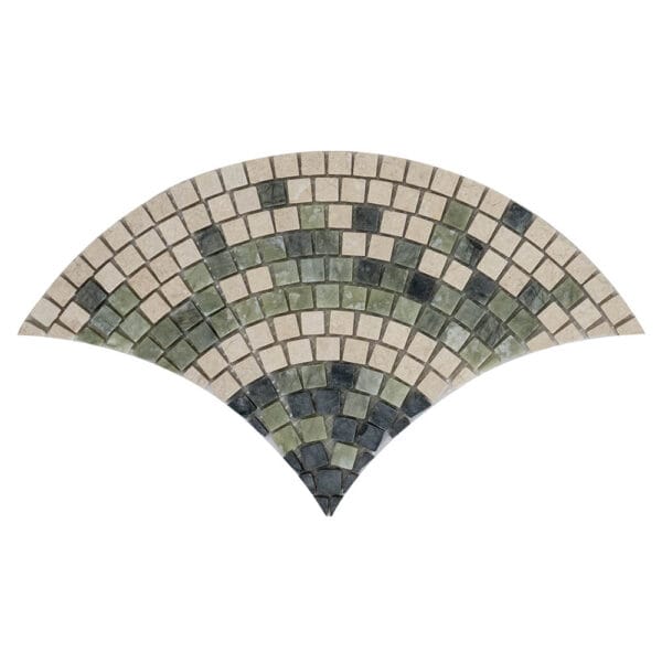 Indain Green & Ming Green & Crema Marfil Fan Marble Mosaic Tile