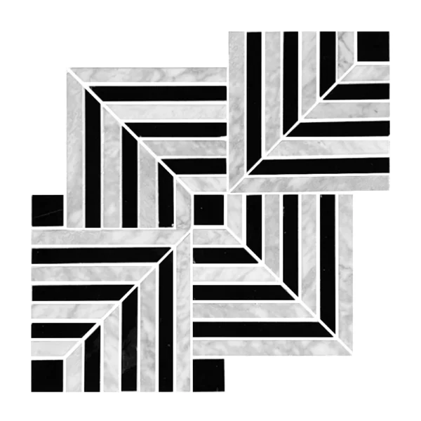 Indian Greeen & Carrara White Stunning Chevron Marble Mosaic - Image 3