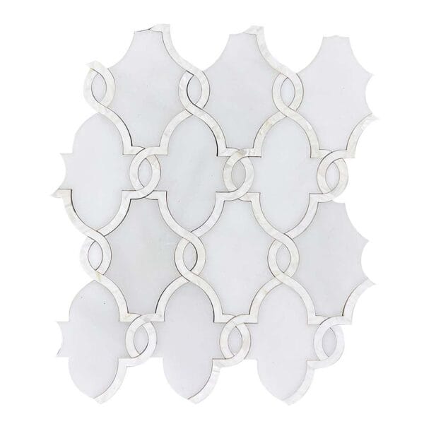 Water Jet Royal Onxy White With Pearl of Mother Mosaic Tile