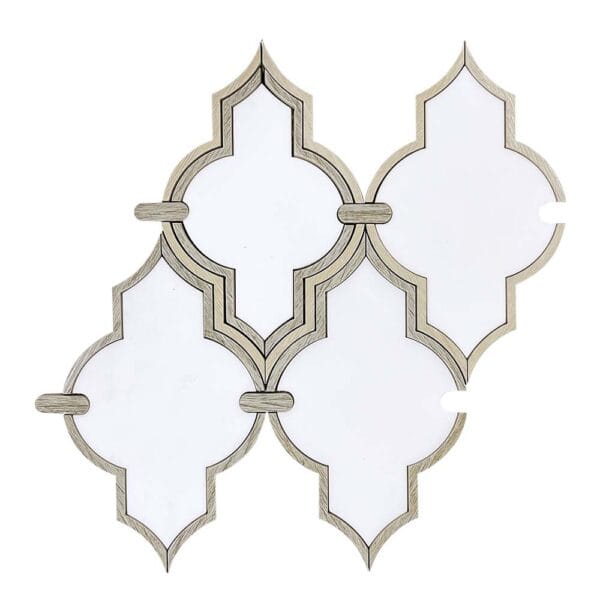 Water Jet Royal White Onxy With Porcelain Mosaic Tile
