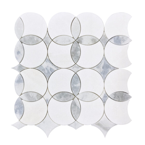 Azul Argentina With Thassos Clover Marble Mosaic Tile