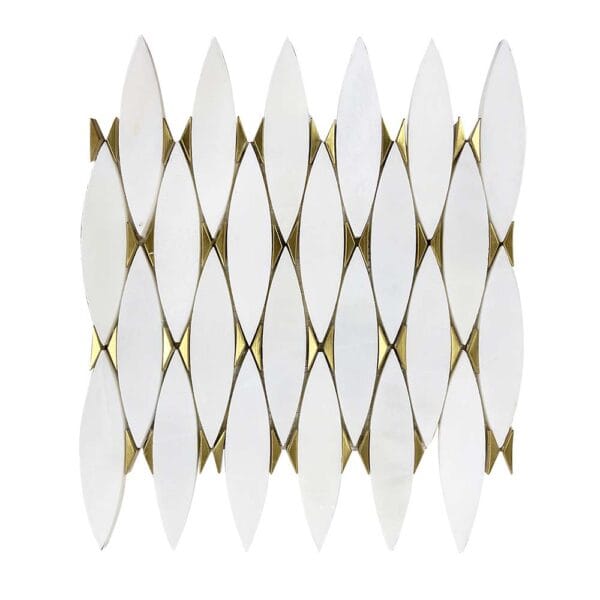 Royal White Onxy With Brass Tear Mosaic Tile