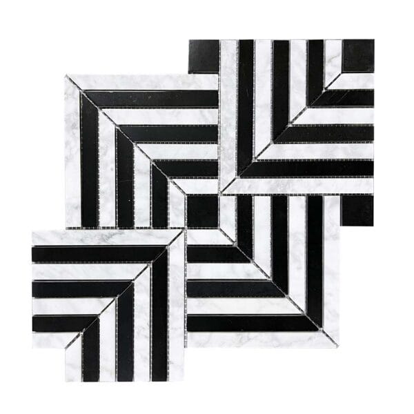 Carrara White With Nero Marquina Mosaic Tile