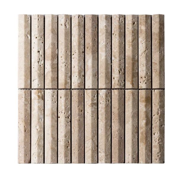 3D Travertine Triangle Fluted Mosaic Tile