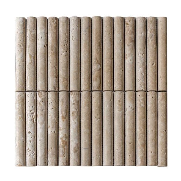 3D Travertine Arc Fluted Mosaic Tile
