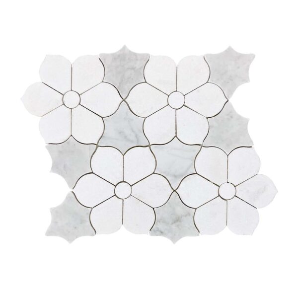 Thassos With Carrara White Flower Mosaic Tile