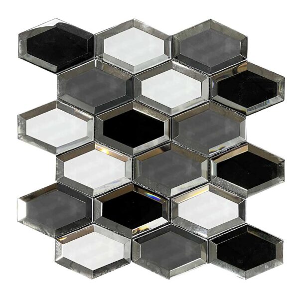 Mixed Color Electroplated Beveled Crystal Glass Mosaic Tile