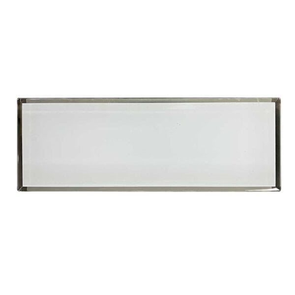 White Electroplated Silver Beveled Silver Edge Crystal Glass Tile
